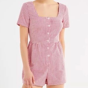 Red and White Gingham Romper